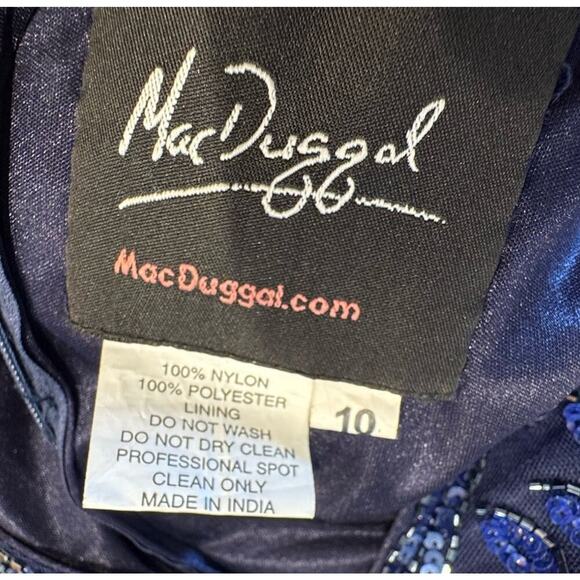 Mac Duggal Blue Gown Womens 10 Style# 4611D Embellished Beaded Dress Sequin READ - Picture 10 of 16
